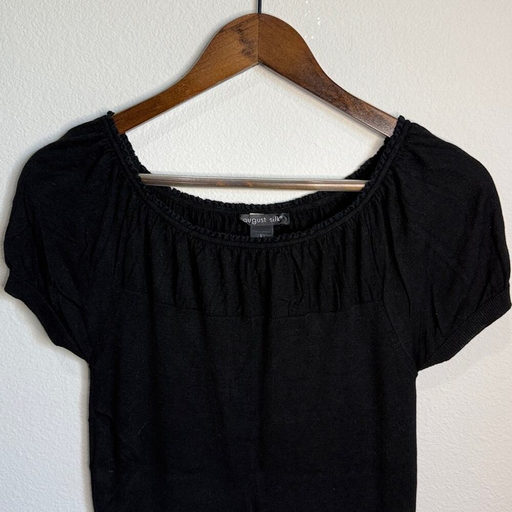 August Silk Black Y2K Style Cap Sleeve Sweater Top Size L
